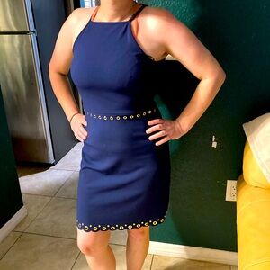 Size 2 Micheal Kors dress navy blue with gold trim